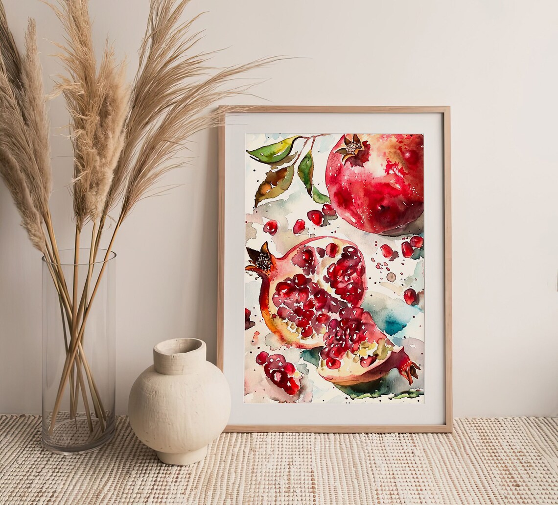 Pomegranate Watercolor Art Print, Kitchen Wall Decor - Image 4