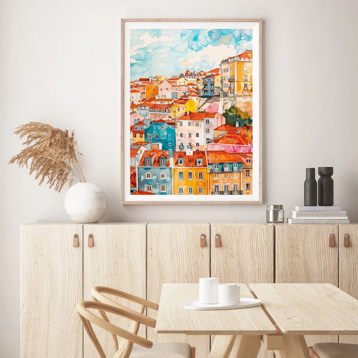 Lisbon Colorful Hillside Houses Watercolor Portugal Travel Poster - Image 5