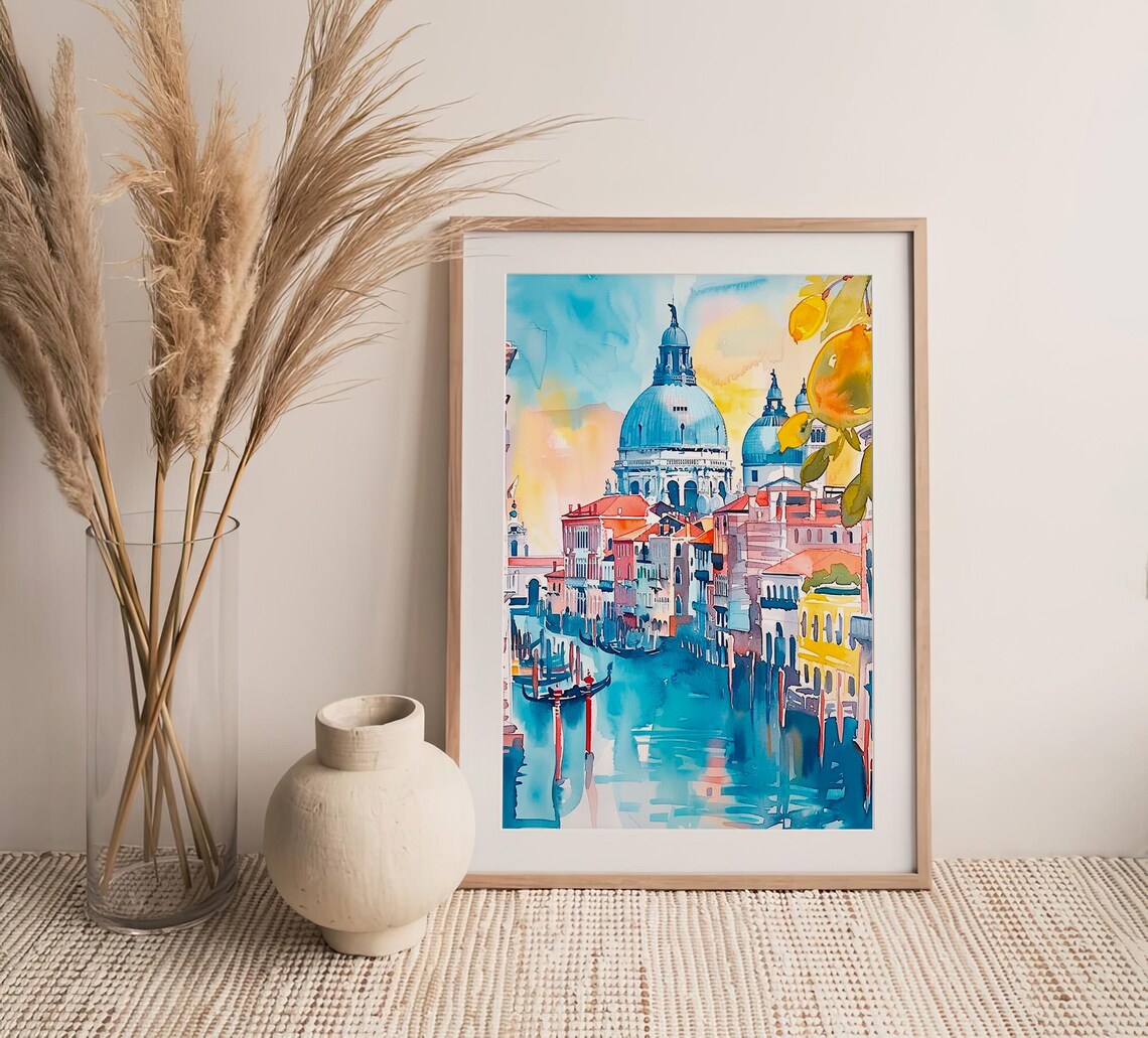 Venice Cityscape Watercolor Art Print, Italy - Image 2