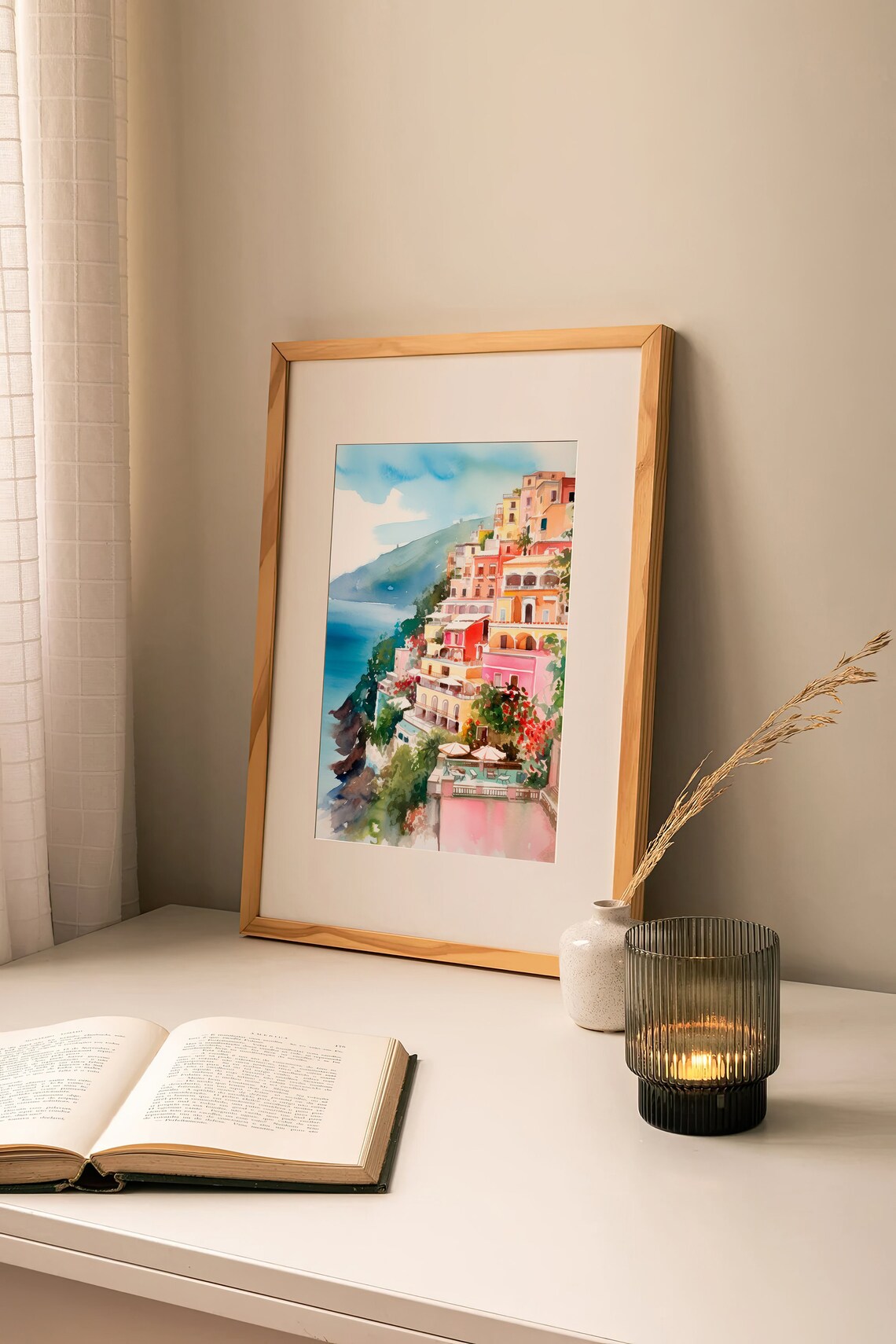 Positano Watercolor Art Print, Italy Cityscape - Image 4