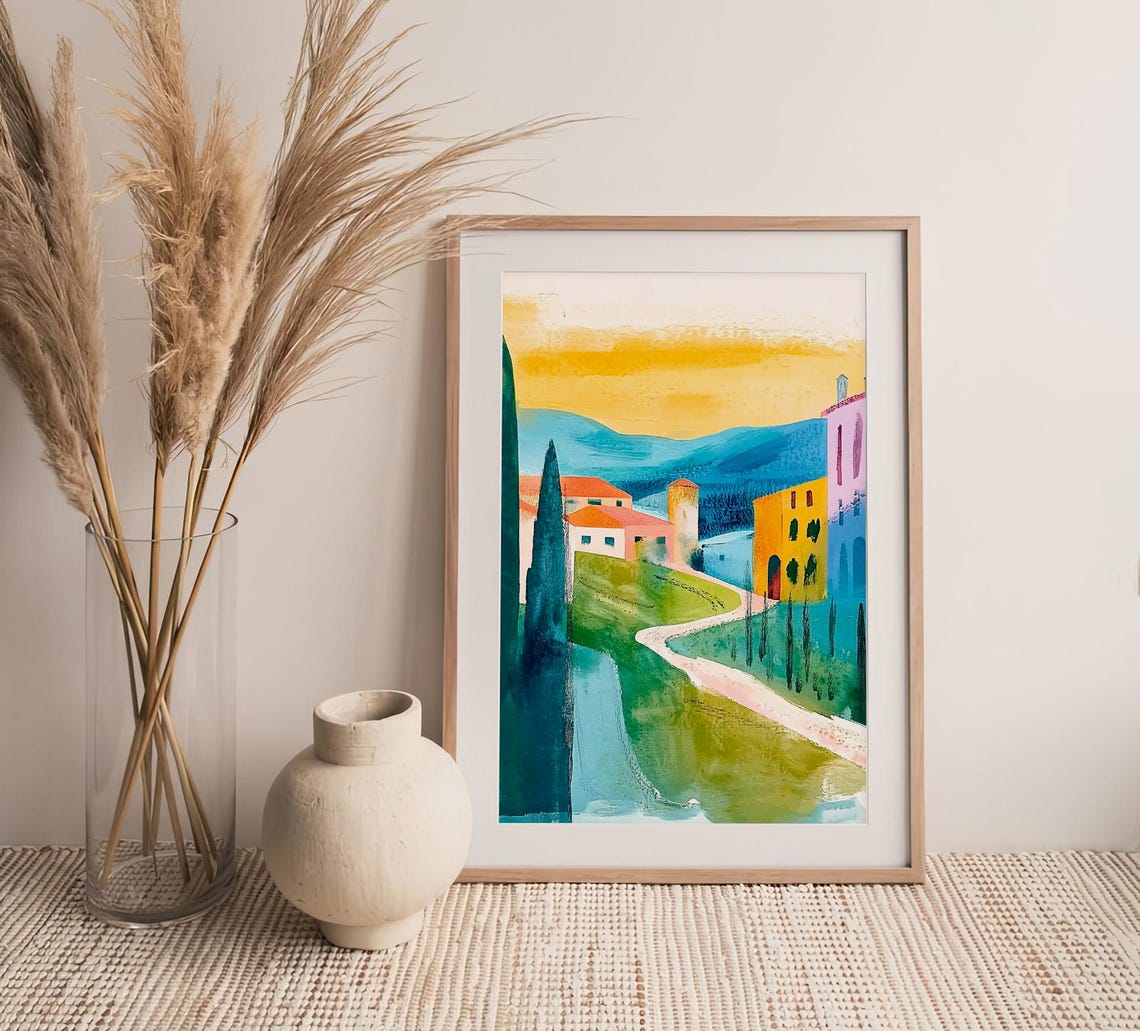 Tuscany Watercolor Art Print Tuscany Houses Painting Italy Countryside Wall Art Print Travel Gifts By Feelingprints - Image 4