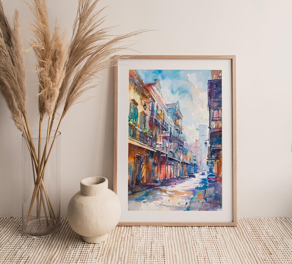 New Orleans French Quarter Balconies Street Watercolor City Poster - Image 4