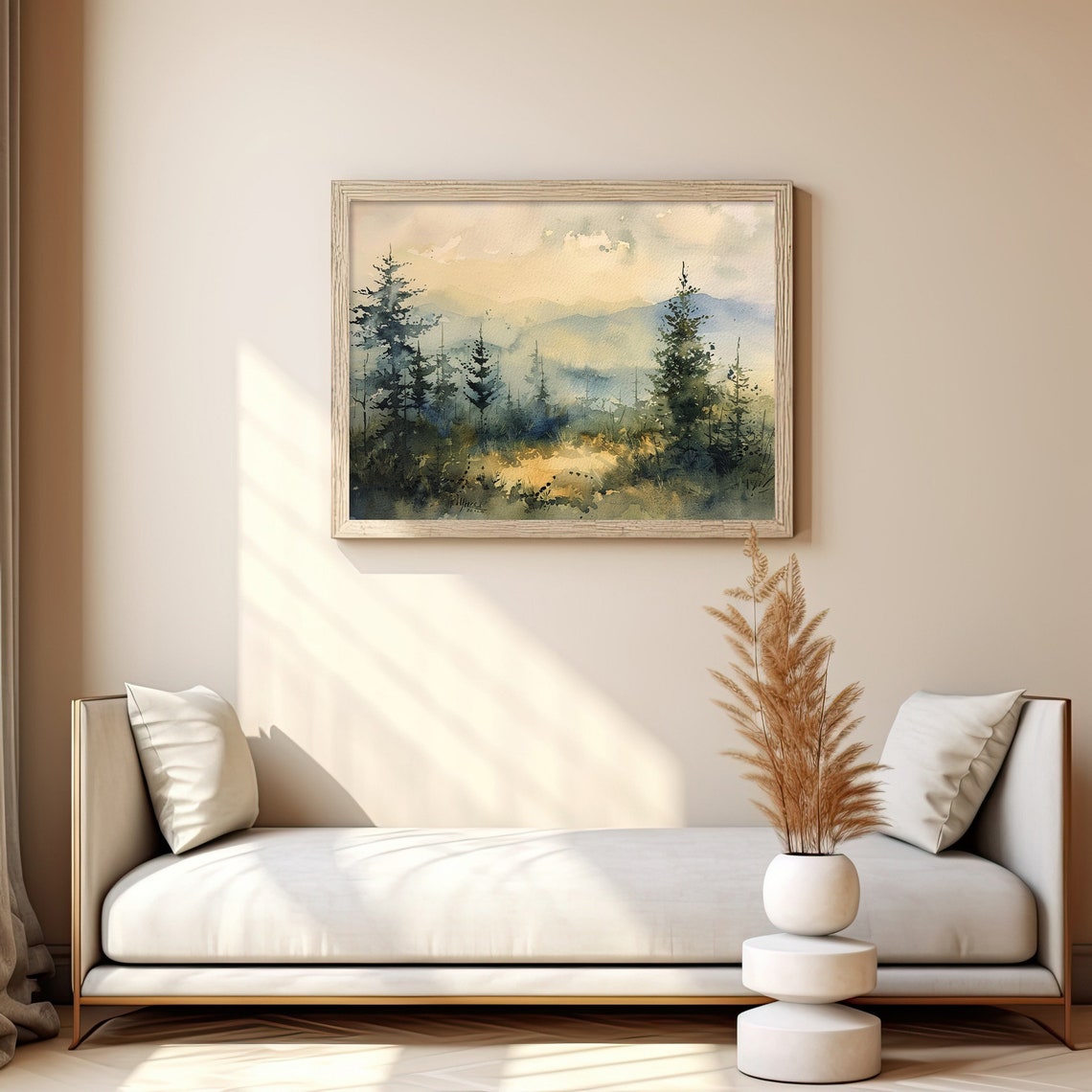 Smoky Mountains Watercolor Misty Pine Forest Blue Peaks Poster - Image 2
