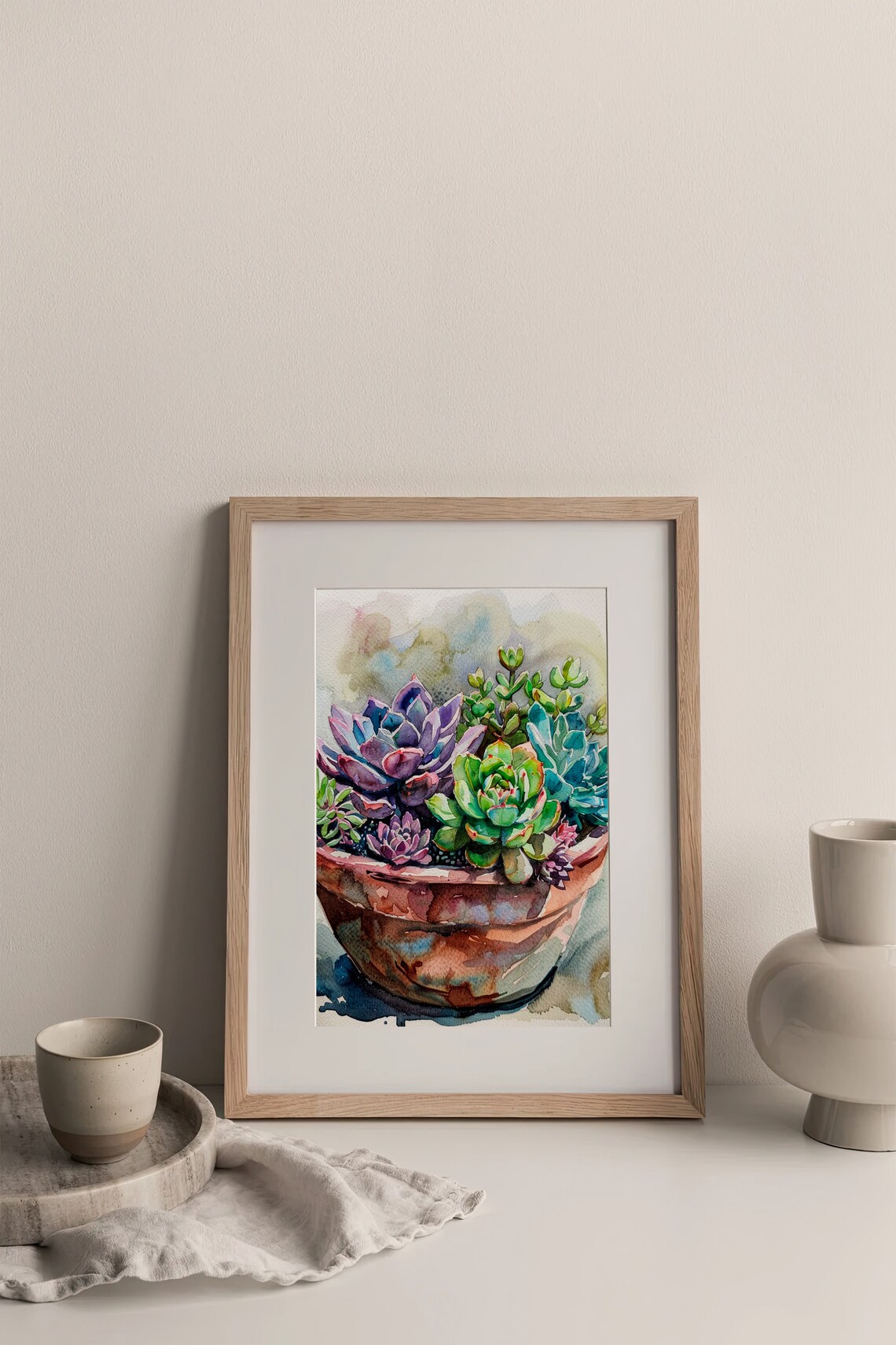 Succulent Watercolor Botanical Art Print, Cactus Kitchen Decor - Image 3