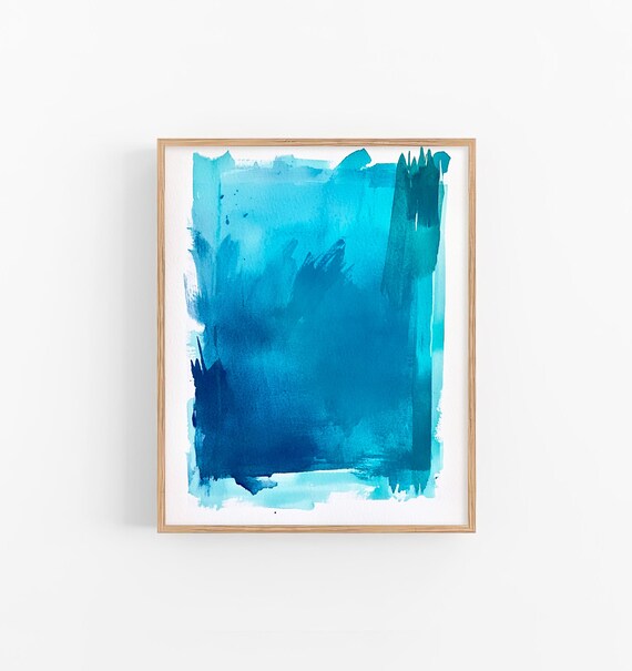 Turquoise Color Watercolor Painting Colors Brushstroke Watercolor Art Print Wall Art Poster By Feelingprints