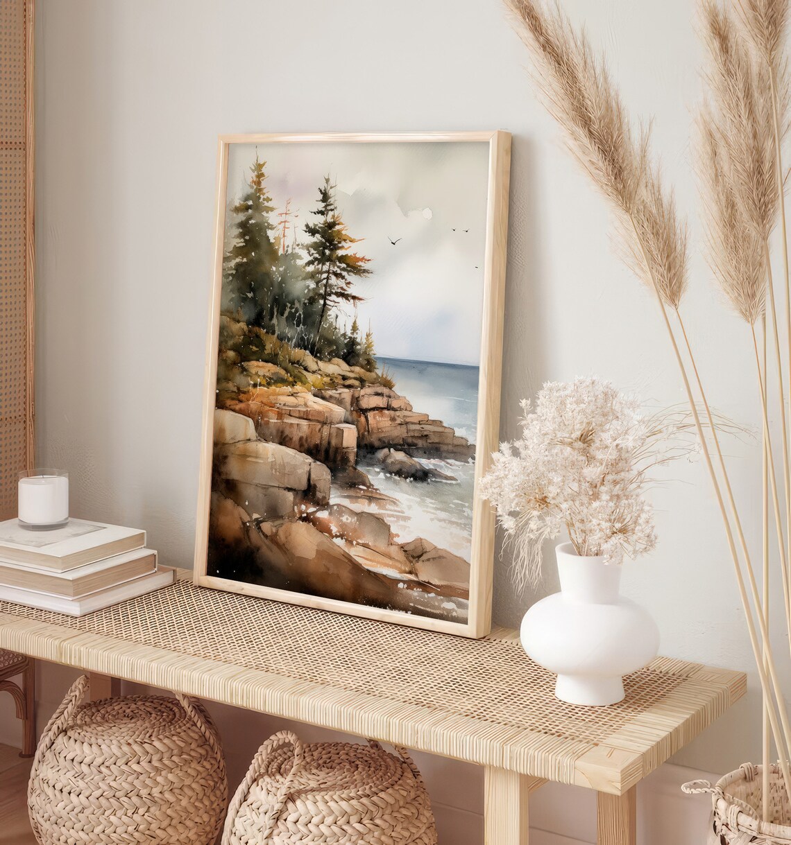Acadia Pine Trees Watercolor Art Print, National Park - Image 4