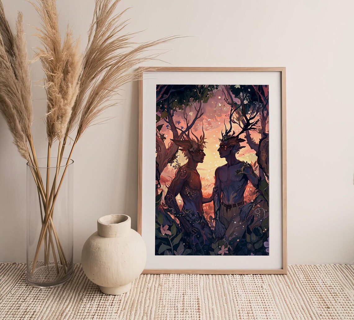 Fairies Male Body Art Print, Watercolor Fantasy Art - Image 3