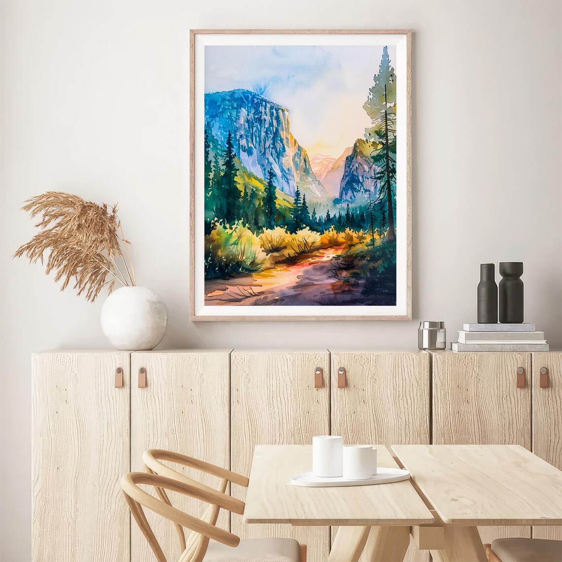 Yosemite Valley Sunrise Granite Cliffs Meadow Watercolor Poster Nature - Image 5