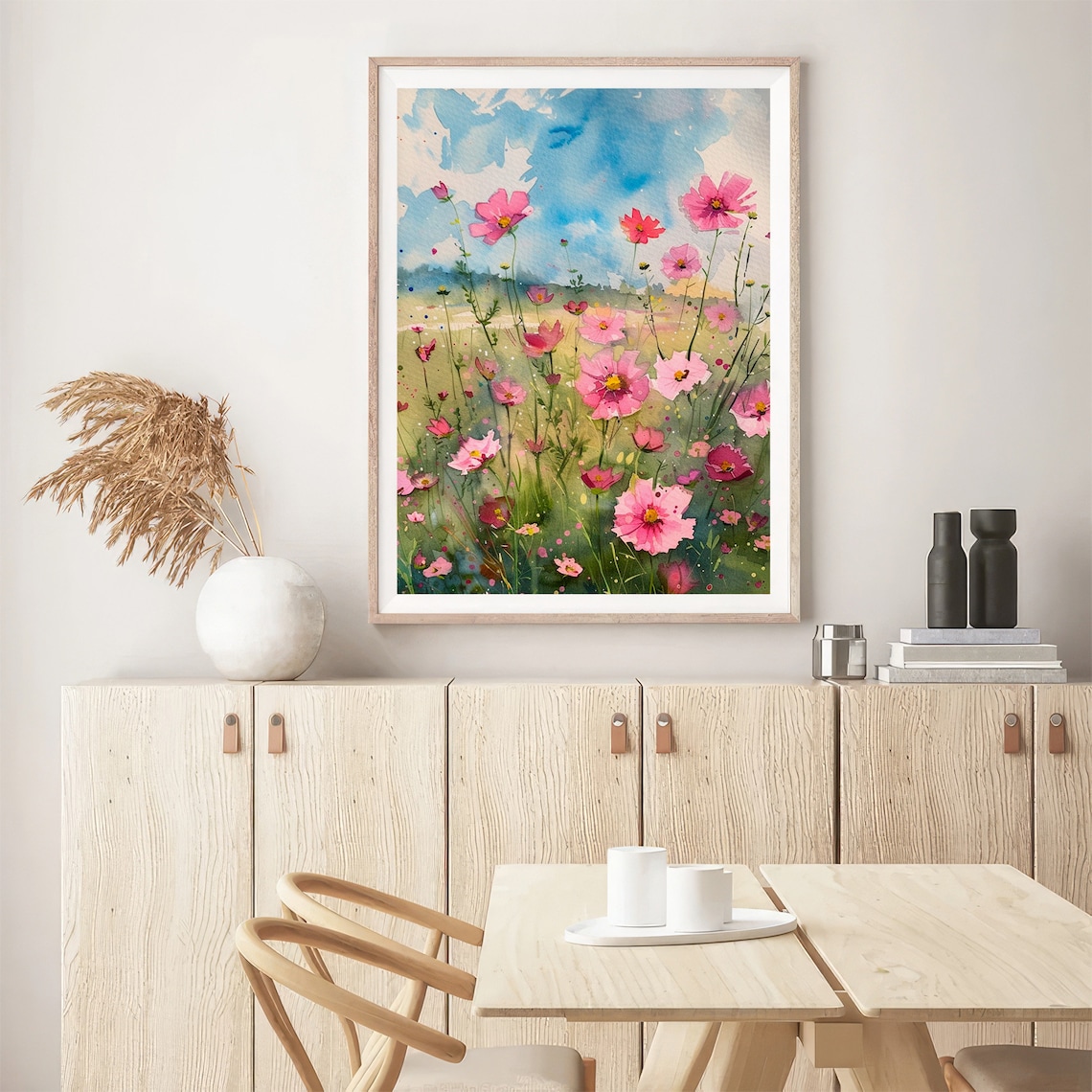 Cosmos Flowers Watercolor Art Print, Botanical Decor - Image 4