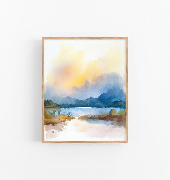 Loch Ness Lake Watercolor Painting Scotland Landscape Watercolor Art Print Travel Wall Art Decor By Feelingprints
