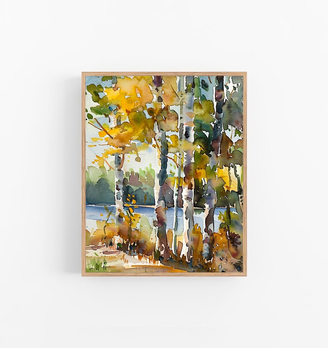 Birch Trees Watercolor Art Print, Aspen Forest