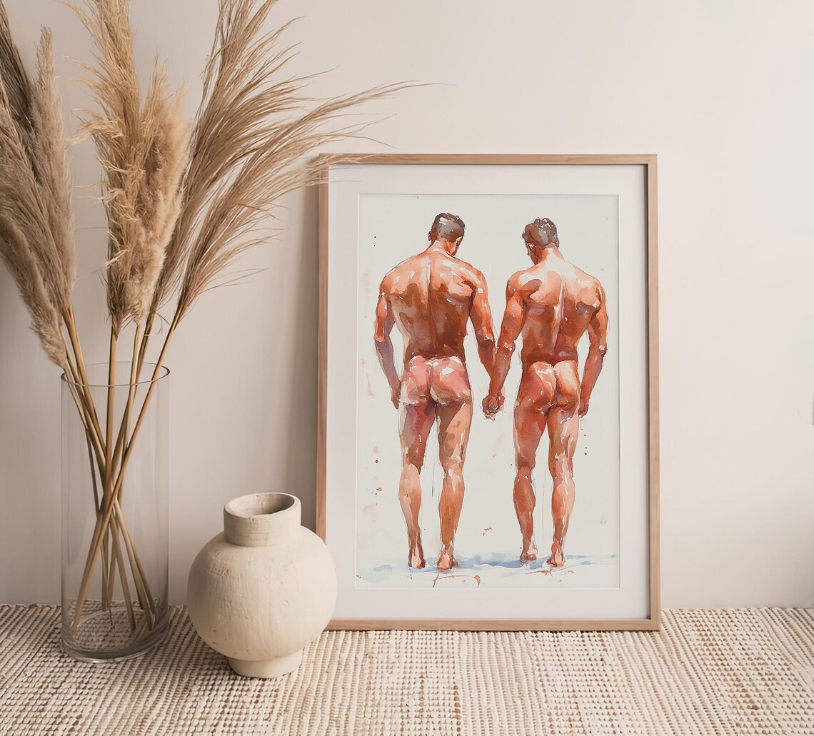 Gay Bodies Watercolor Painting, Friendship Art Print - Image 4