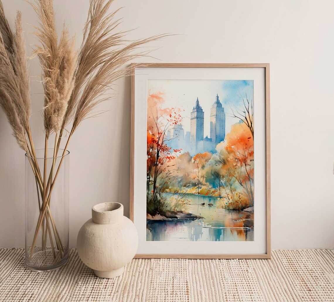 Central Park Watercolor Painting, New York City Travel Poster - Image 4