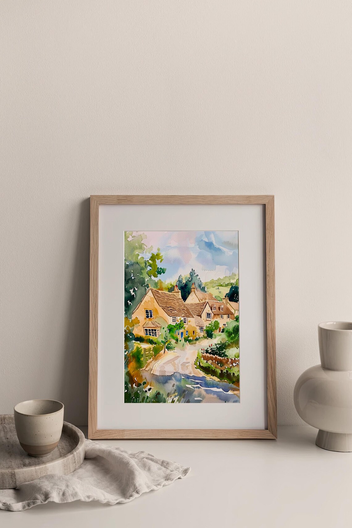 Cotswolds England Countryside Watercolor Art Print - Image 3
