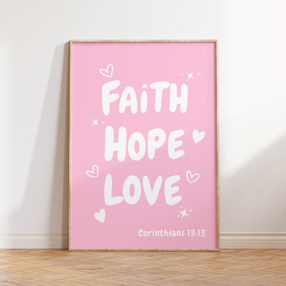 Modern Christian Art Scripture Wall Art Faith Hope Love Pink Christian Wall Art Bible Verse Prints