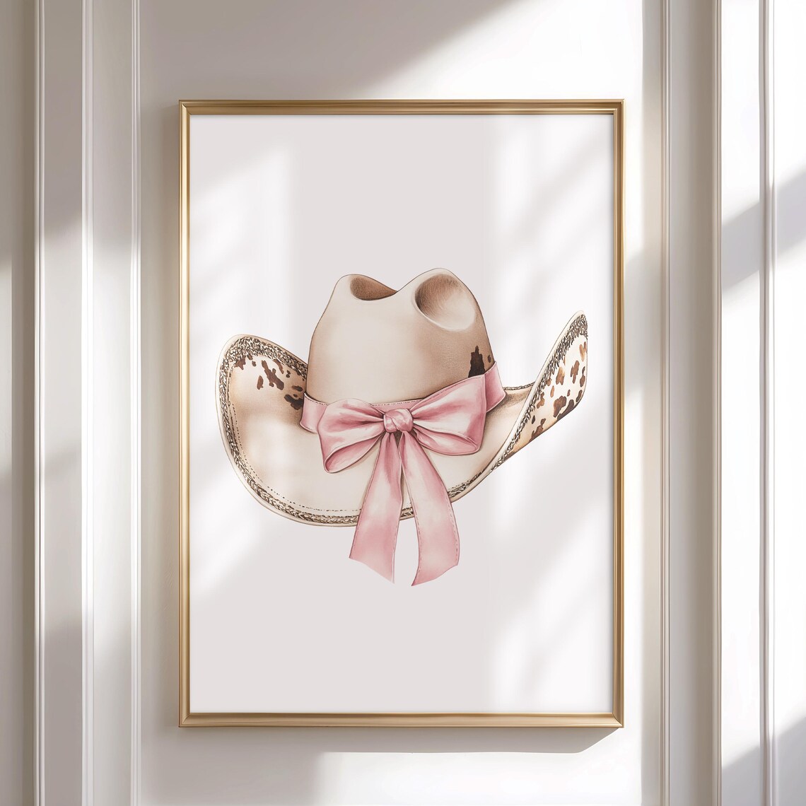 Cowboy Hat Pink Bow Cowhide Brim Trim Western Cowgirl Art Poster - Image 3