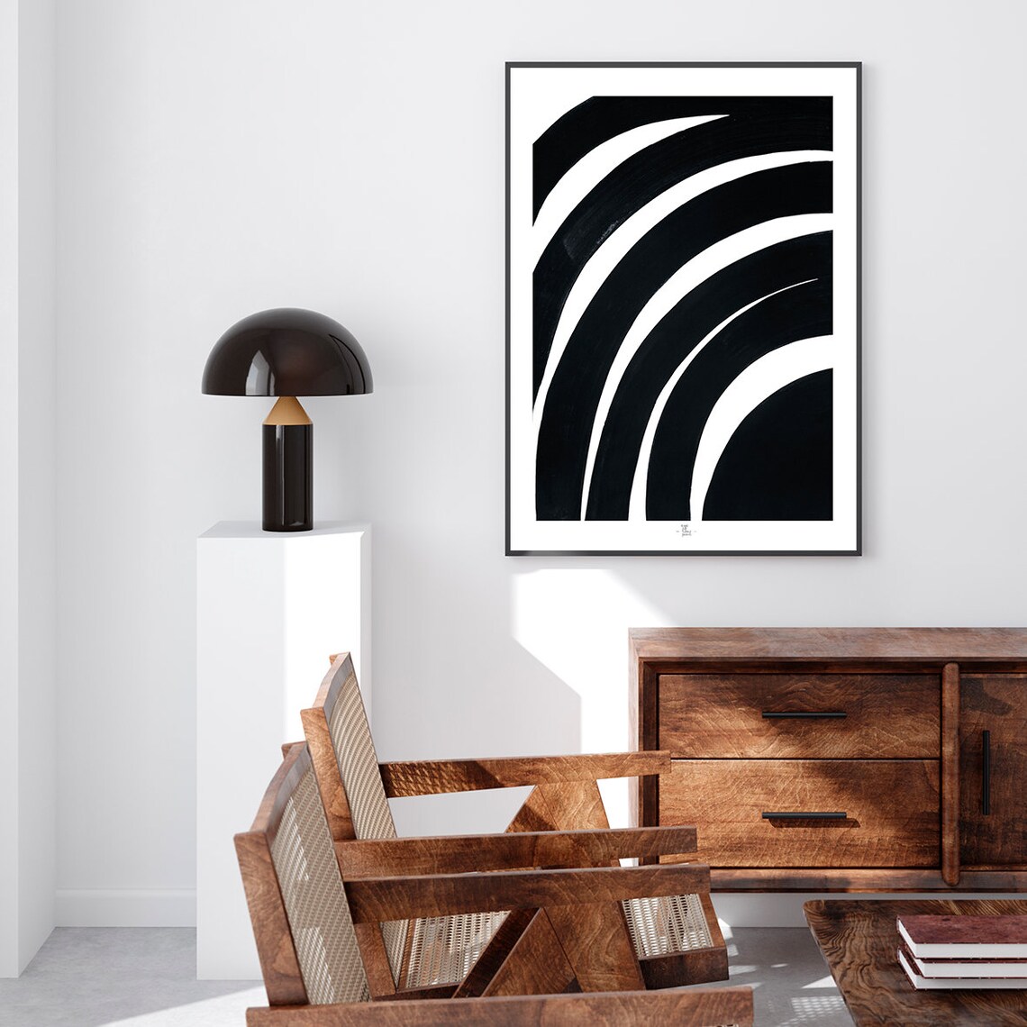 Bold Black Arches Graphic Minimalist Monochrome Abstract Art Poster - Image 2