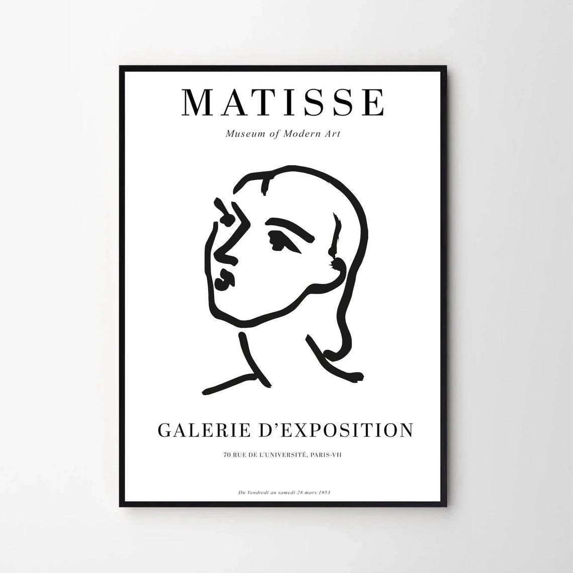 Henri Matisse Minimalist Line Art Face Museum Exhibition Poster - Image 2
