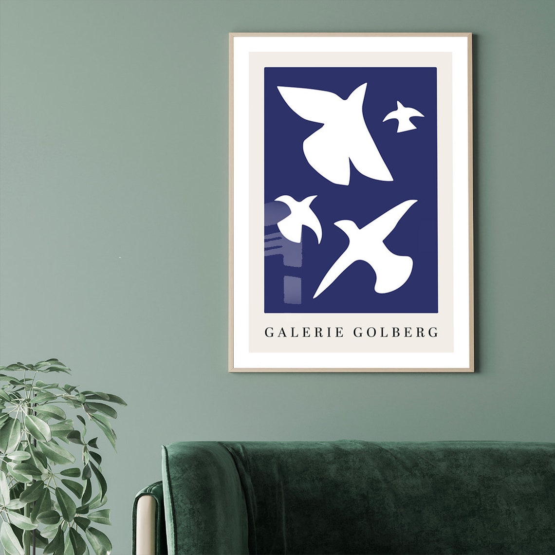 Galerie Golberg Flying White Birds Navy Blue Cut Out Art Poster - Image 3