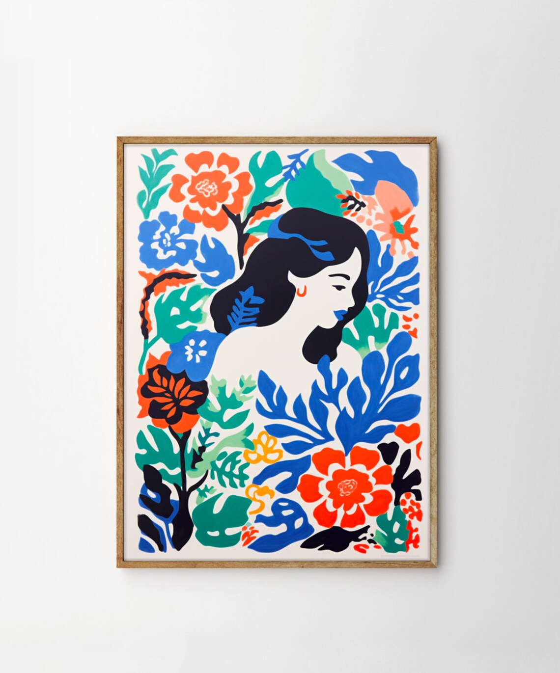 Matisse Inspired Floral Woman Portrait Bold Botanical Poster - Image 4