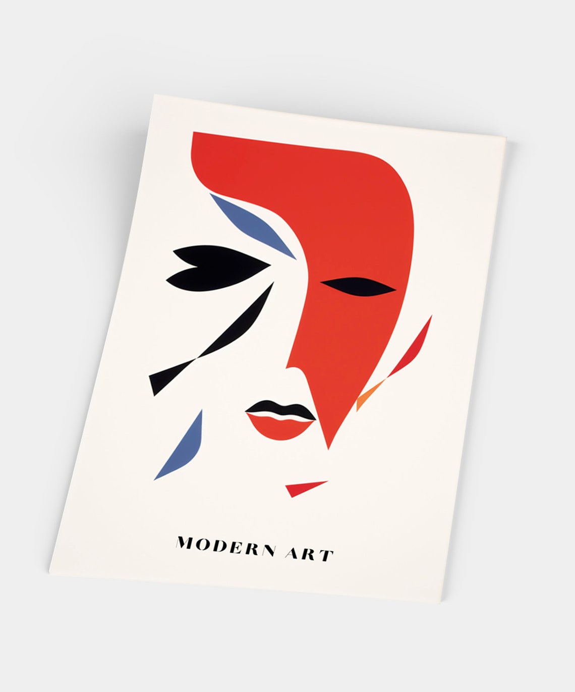 Bold Red Black Modern Art Abstract Geometric Face Design Poster - Image 5
