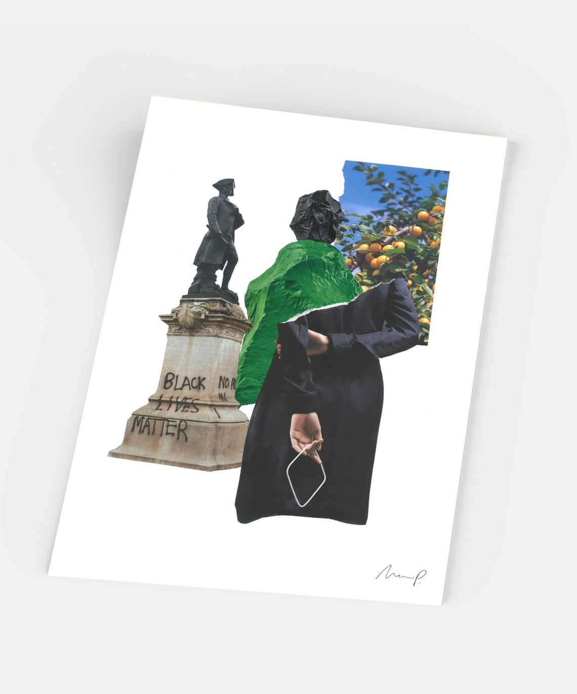 Contemporary Collage Statue Black Lives Matter Message Poster - Image 5