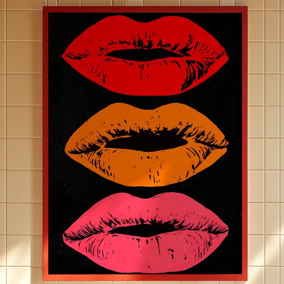 Colorful Lips Pop Art Print Glam Salon Decor