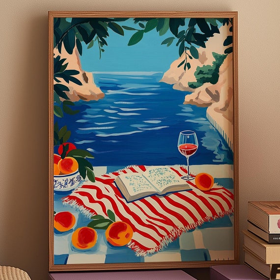 Red Wall Art Kitchen Decor Matisse Coastal Print Retro Poster Kitsch Maximalist Mediterranean Home