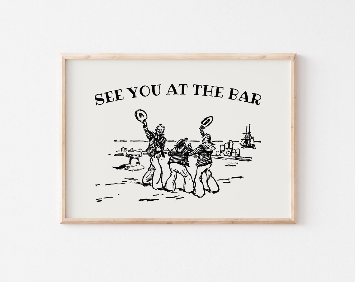 Funny Bar Cart Vintage Sailor Bar Art Print