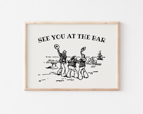 Funny Bar Cart Vintage Sailor Bar Art Print