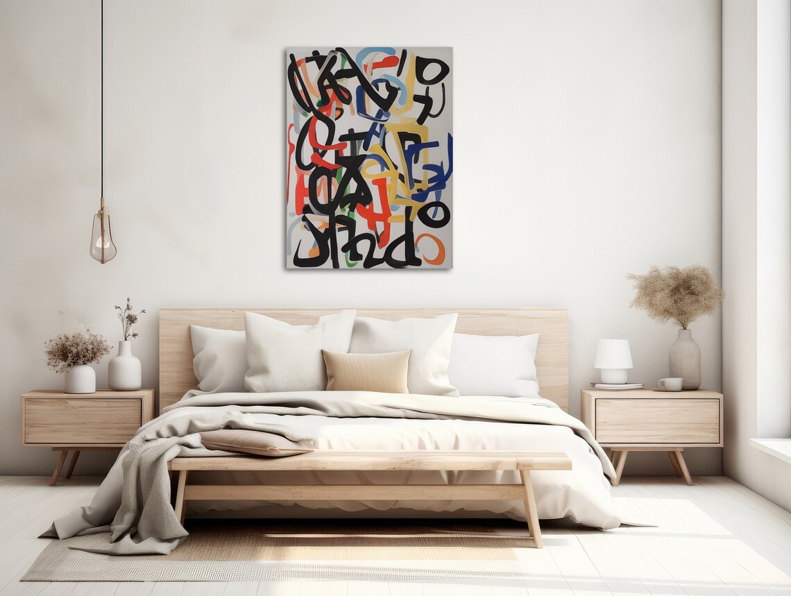 Colorful Abstract Wall Art Large Contemporary Line Art Framed Print Modern Abstract Expressionist Painting Notable 2 - Image 2