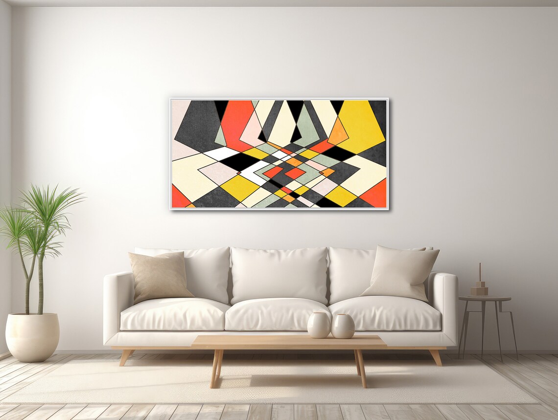 Mid Century Abstract Distortion Art Print, Red Yellow - Image 3