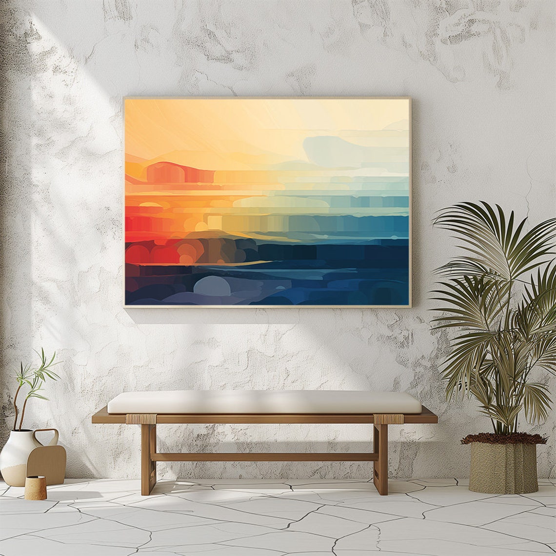 Abstract Layered Sunset Wide Horizon Colorful Modern Wall Print - Image 3