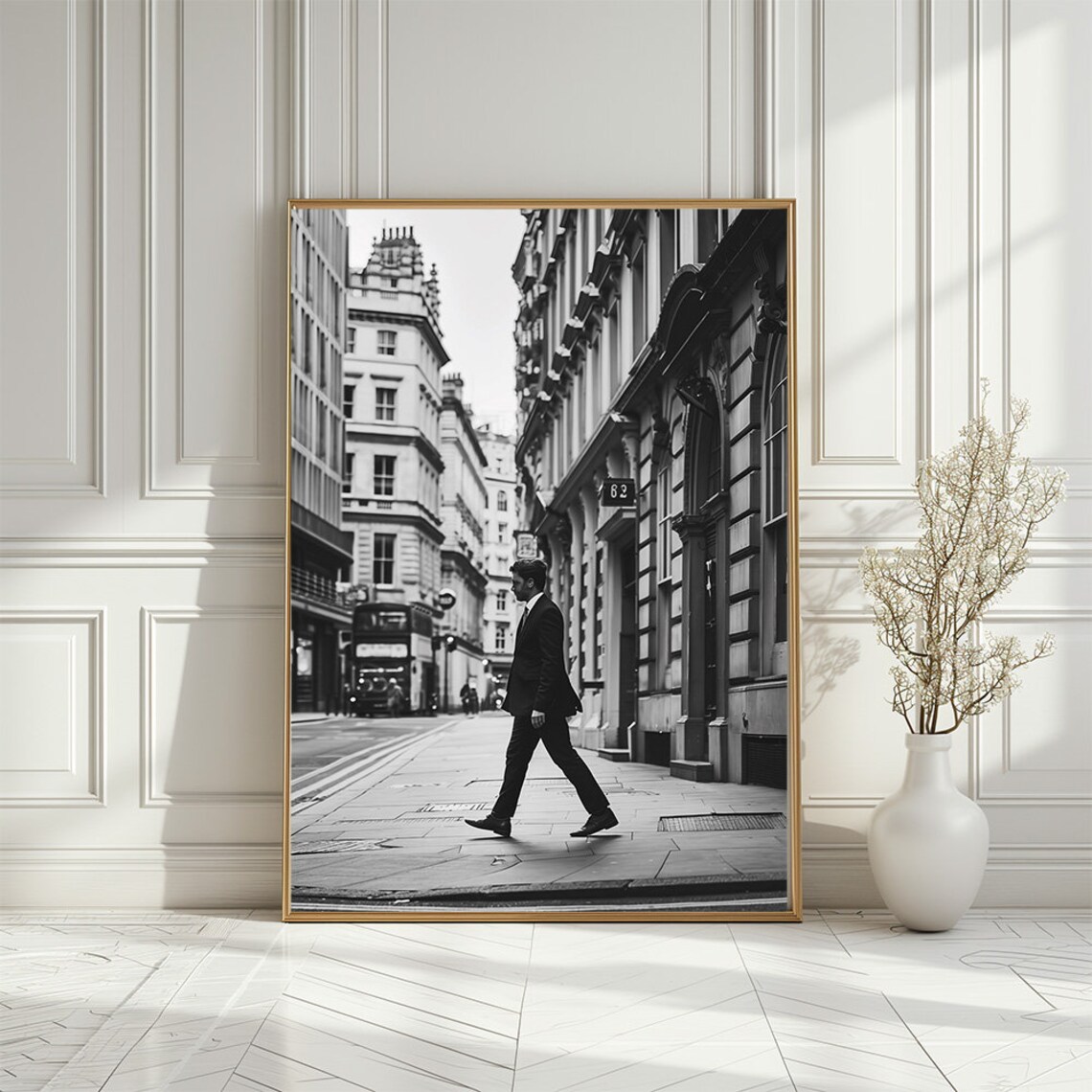 Black and White Stylish Man Walking In City Streets
