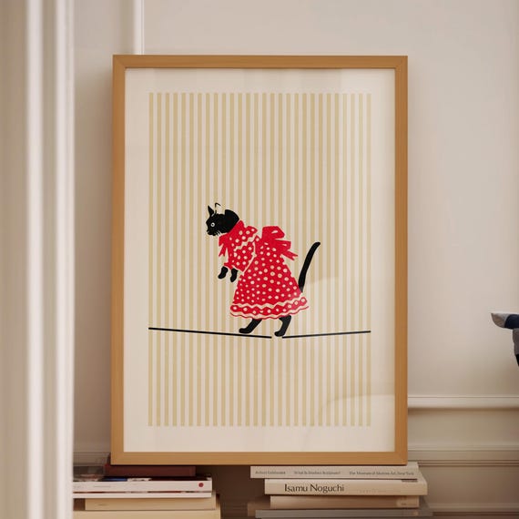 Cat Poster Cool Posters Cat Art Cute Bathroom Poster Retro Wall Art Exhibition Poster Large Poster Art Print Cat Trending Now
