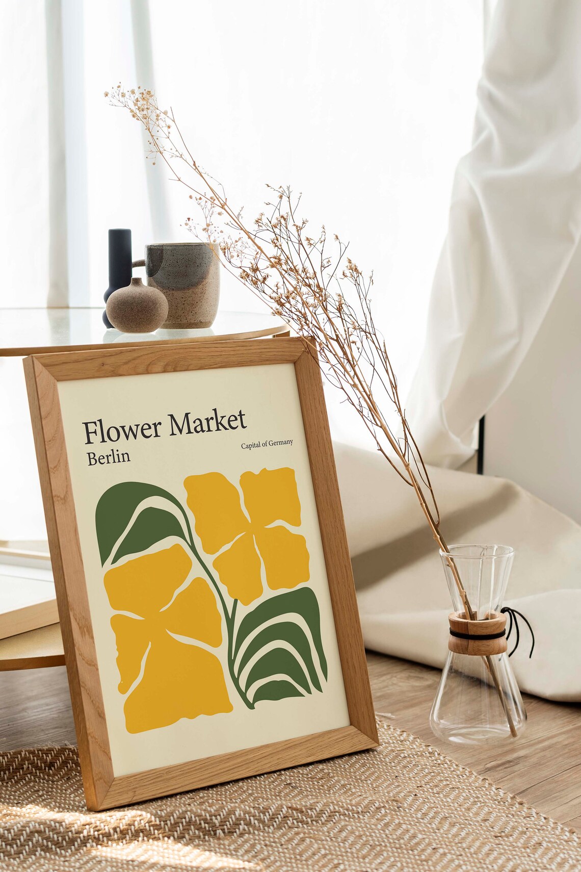Flower Market Berlin Capital Of Germany Yellow Bloom Floral Art Poster - Image 3