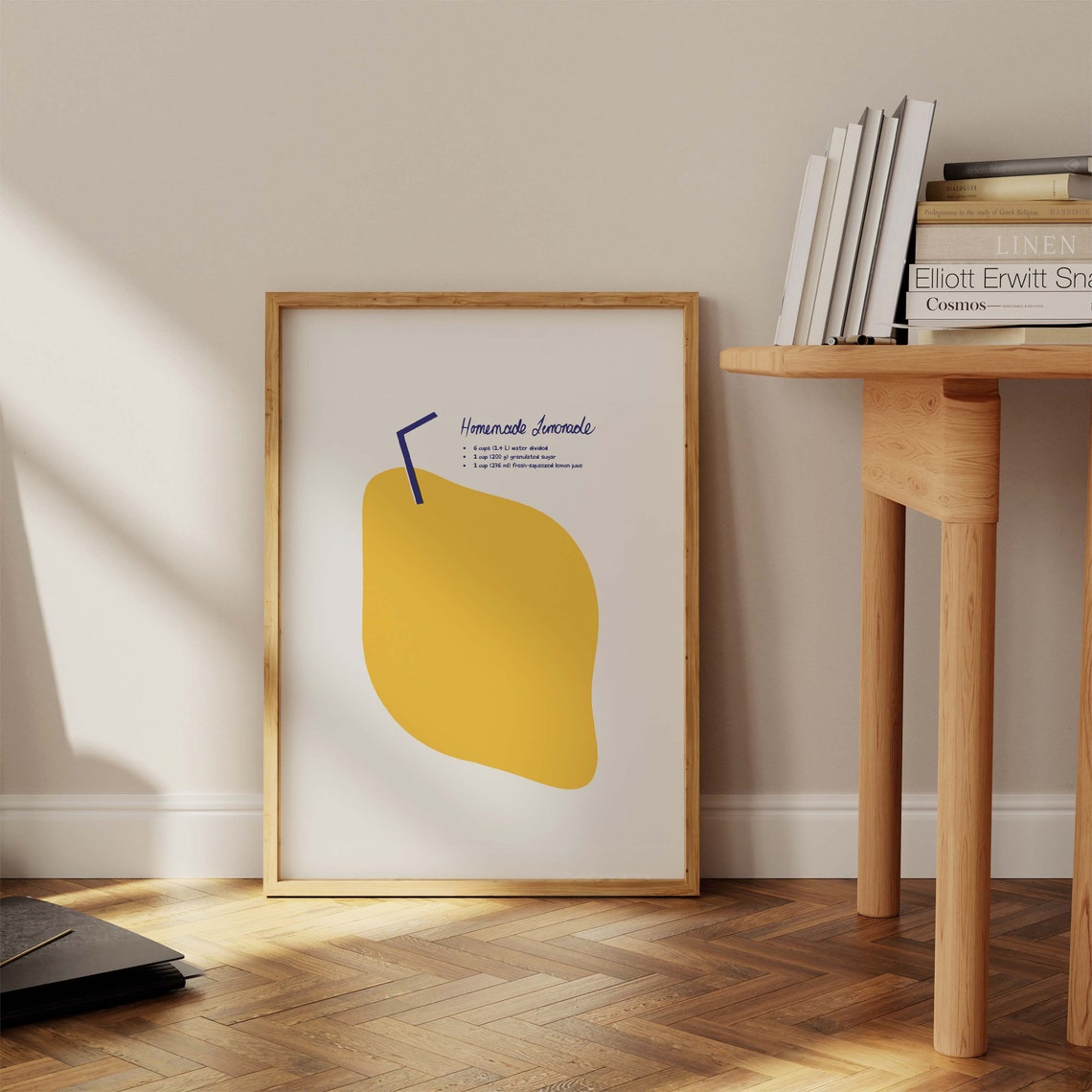 Homemade Lemonade Recipe Handwritten Kitchen Yellow Art Print - Image 3