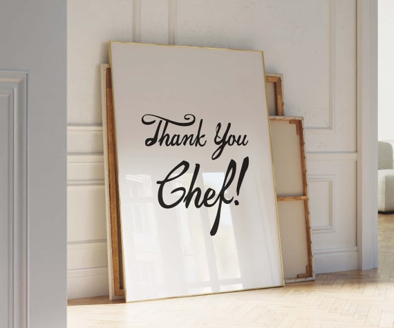Thank You Chef Poster Mid Century Print The Bear Kitchen Wall Art Bon Appetit French Quote Poster Kitchen Print Typography Print