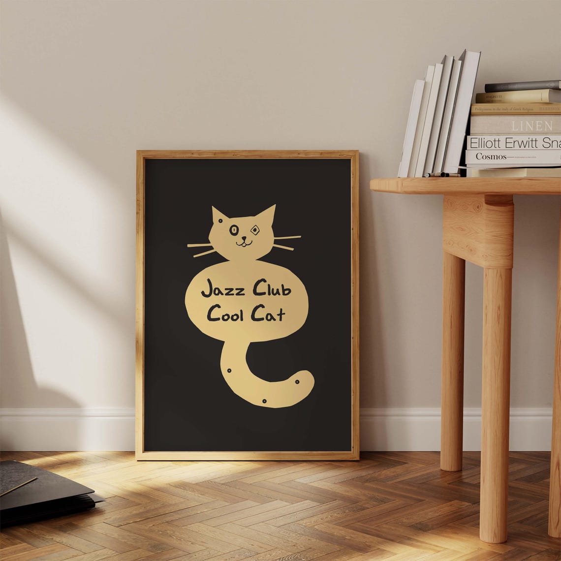 Jazz Club Cool Cat Funny Yellow Cat Poster on Black Background - Image 3