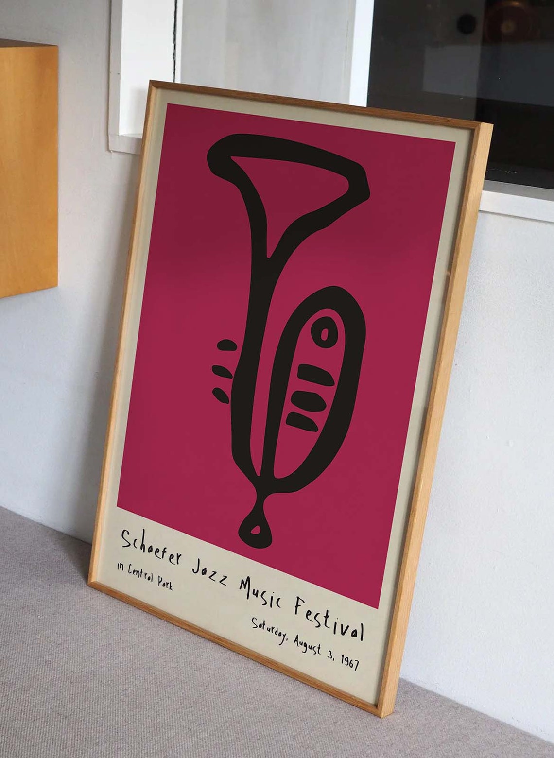 Magenta Wall Art Jazz Art Nyc Central Park Jazz Festival Trumpet Exhibition Poster Retro Jazz Poster Jazz Art Contemporary Poster - Image 3
