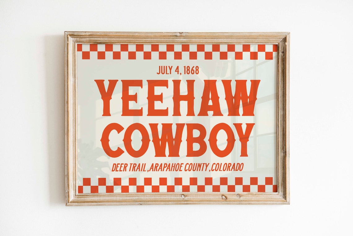 Yeehaw Cowboy July 4 1868 Colorado Retro Western Poster Wall Decor - Image 3