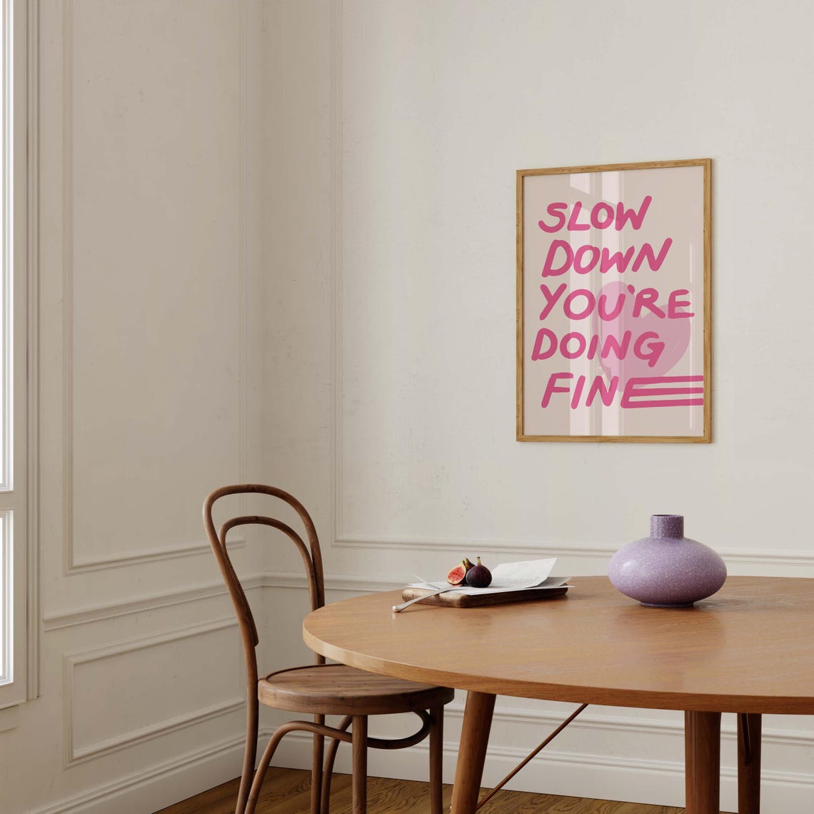 Slow Down You Are Doing Fine Pink Hand Lettered Quote Wall Art - Image 3