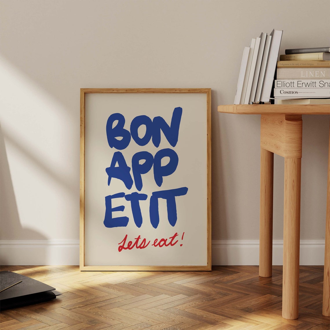 Bon Appetit Lets Eat Bold Blue Typography Kitchen Dining Poster - Image 2