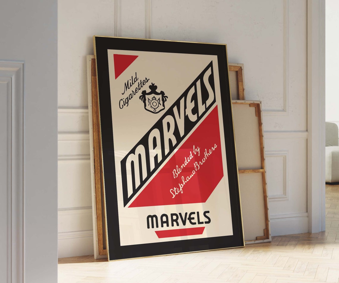 Marvels Mild Cigarettes Vintage Advertising Retro Typography Poster