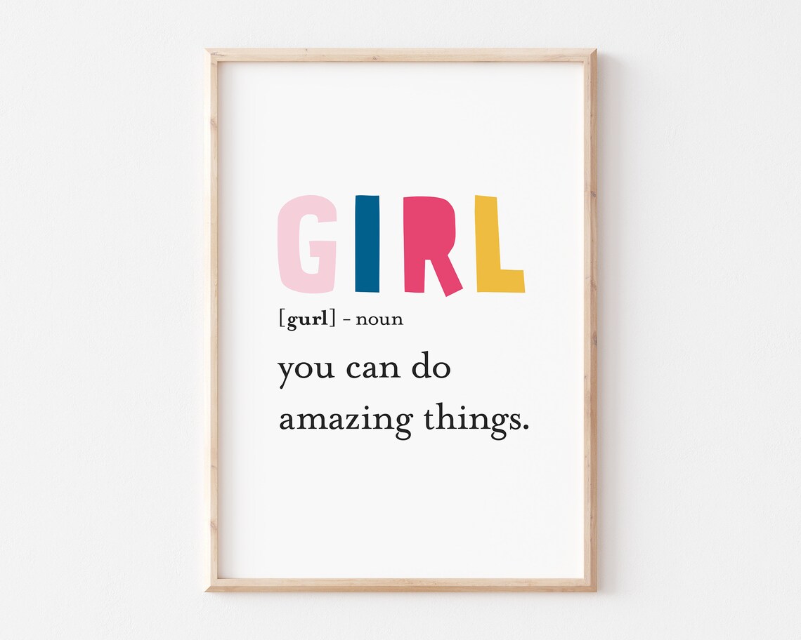 Girl You Can Do Amazing Things Colorful Block Letter Definition Poster - Image 2