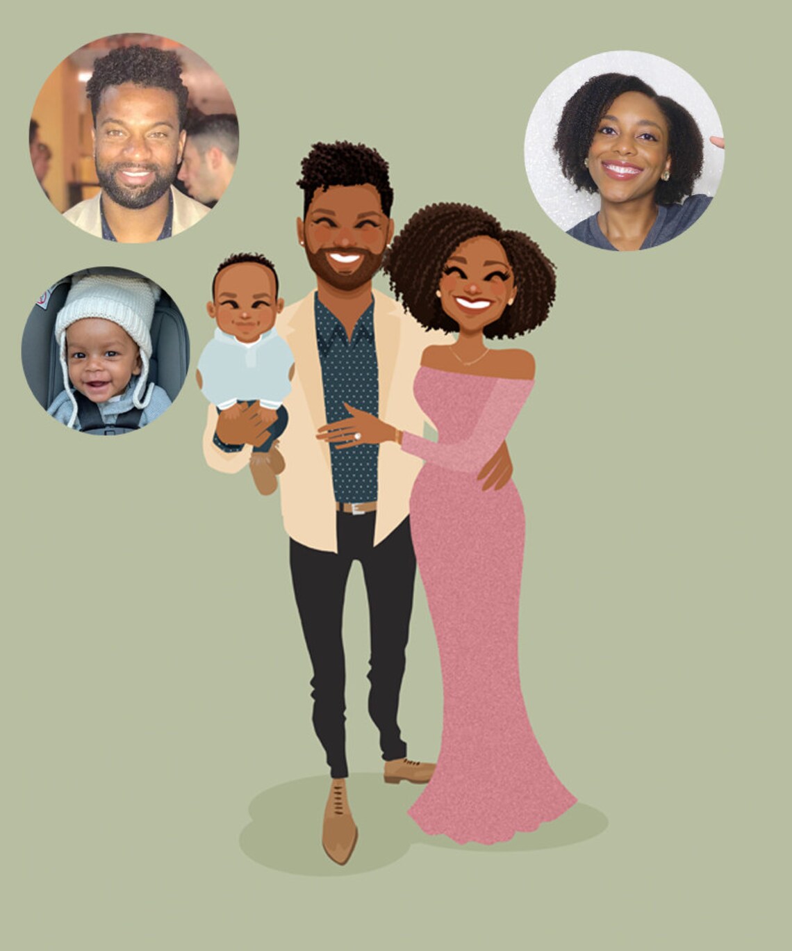 Family Of 3 Custom Portrait Personalized Family Portrait Anniversary Gift Mothers Day Gift Family Drawing Custom Portrait Drawing - Image 2