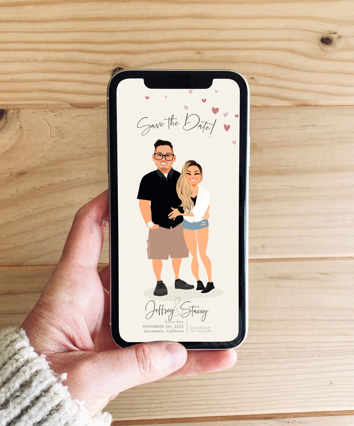 Custom Save the Date Card Illustration for Jeffrey and Stacey Poster