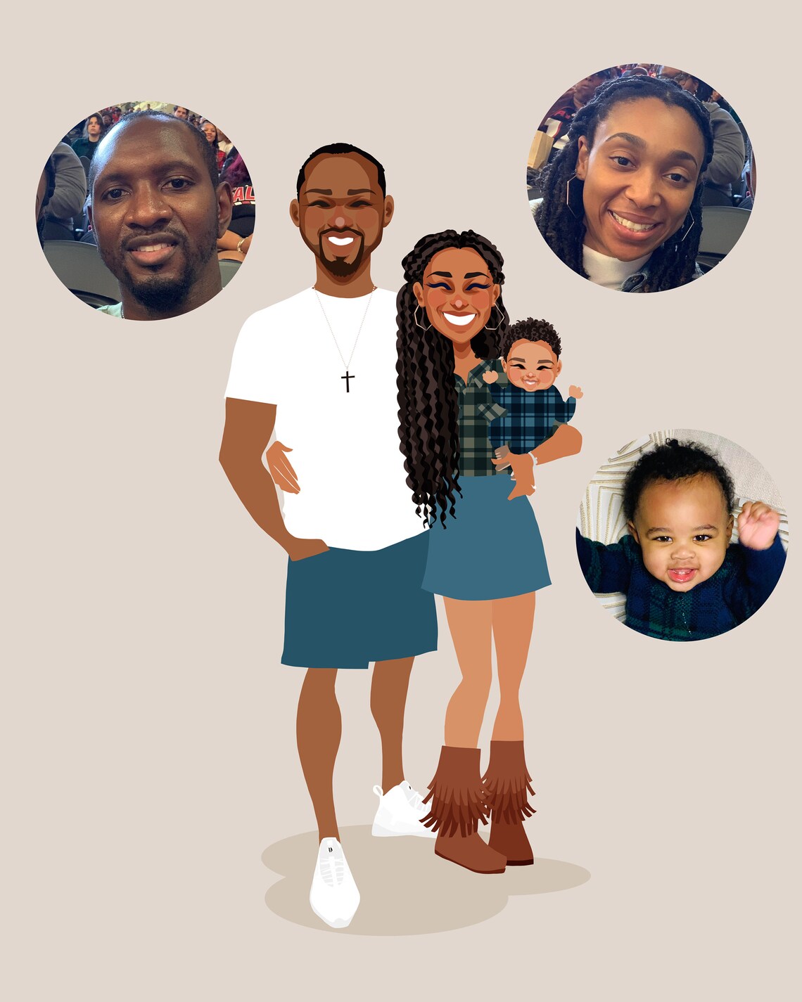 Family Of 3 Custom Portrait Personalized Family Portrait Anniversary Gift Mothers Day Gift Family Drawing Custom Portrait Drawing - Image 3