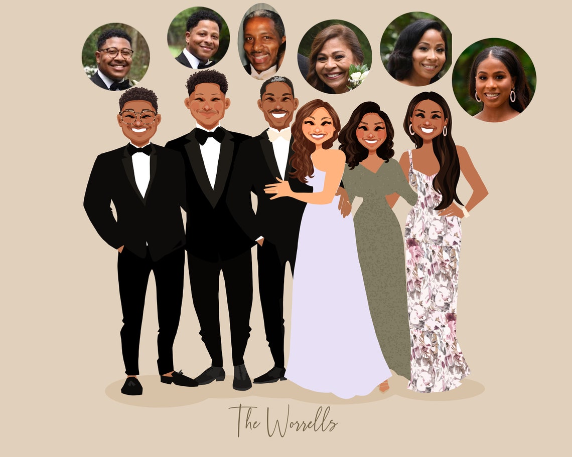 Custom Illustrated Large Family Portrait With Ten People Poster - Image 3