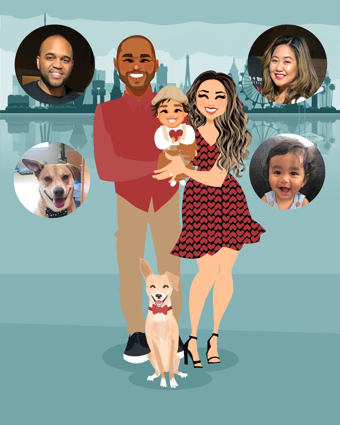 Custom 30th Birthday Family Portrait with Toddler and Dog Poster - Image 3